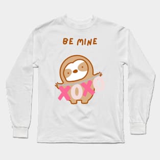 Cute Valentine’s Day Be Mine Sloth Long Sleeve T-Shirt
